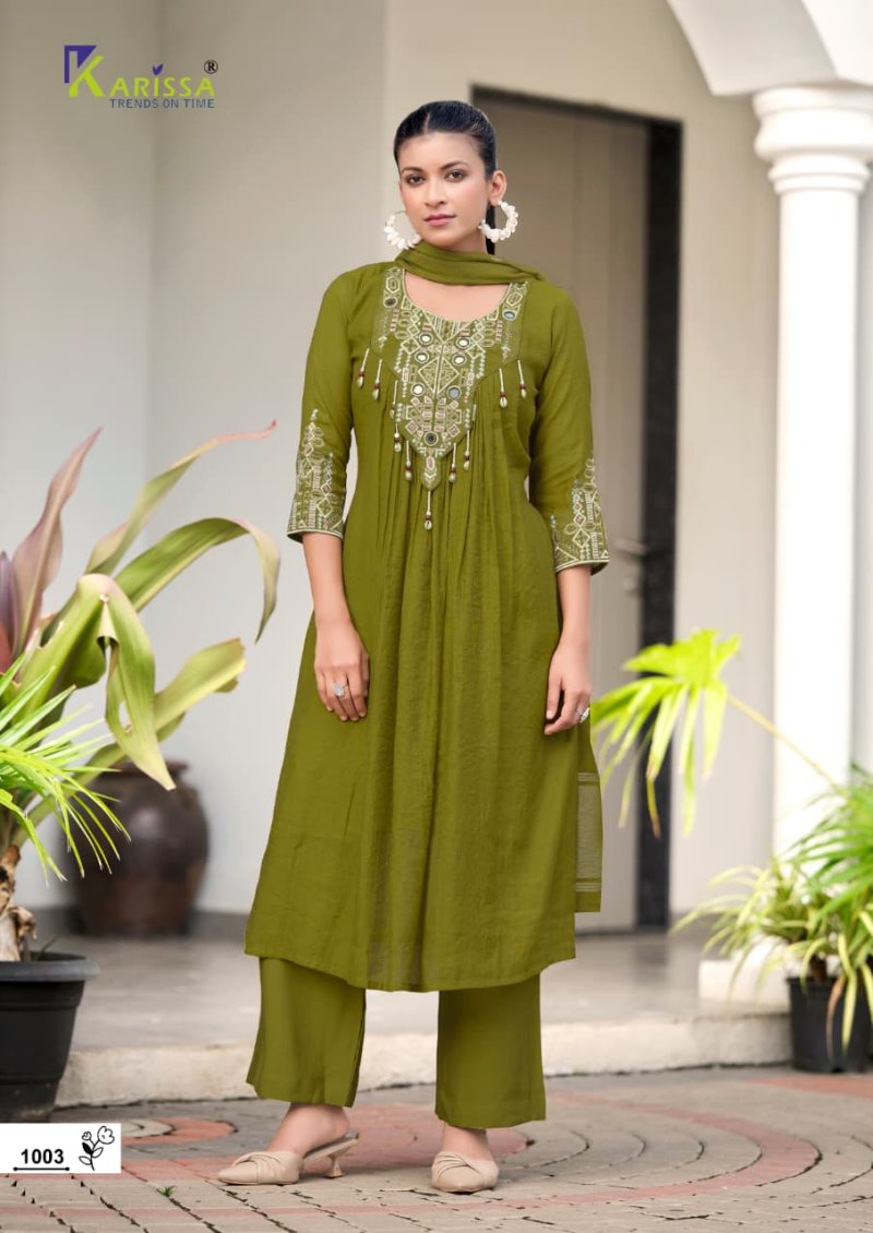 Supriya By Karissa Viscose Coral Silk Kurti With Bottom Dupatta